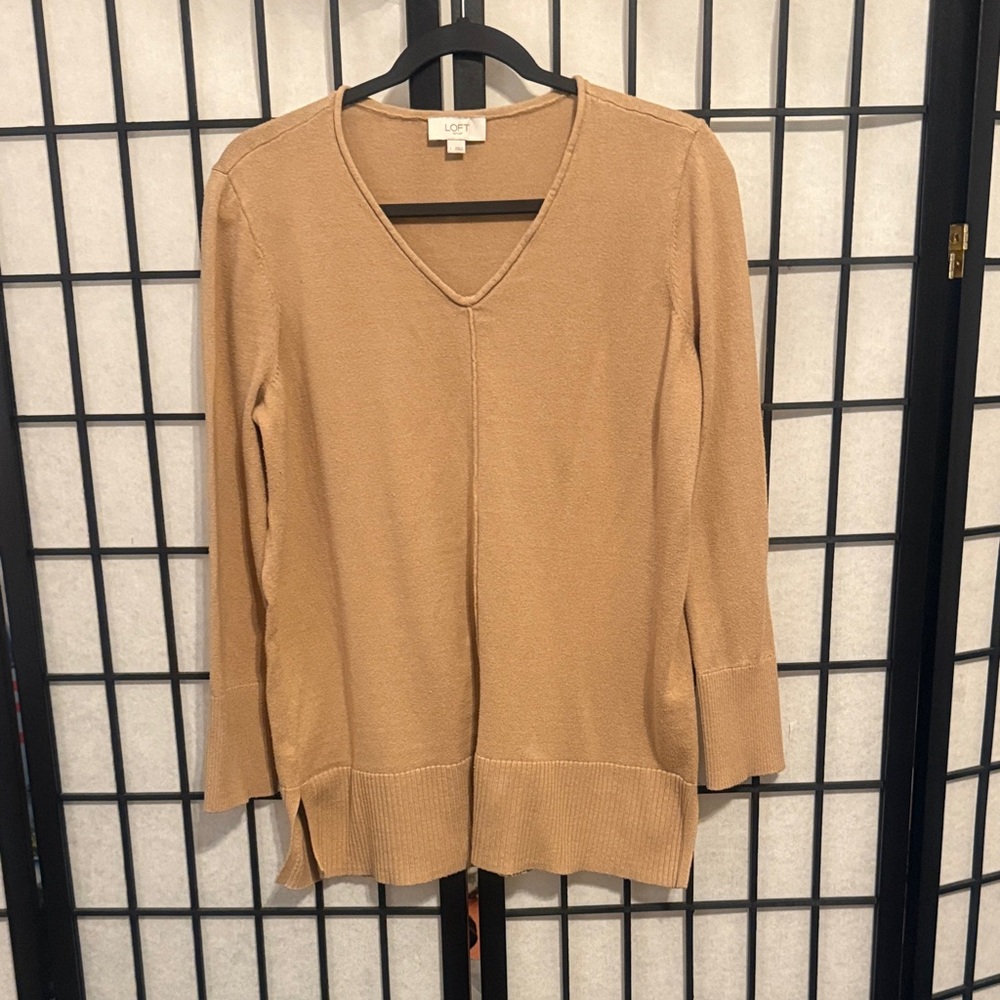 LOFT Camel V-Neck Sweater